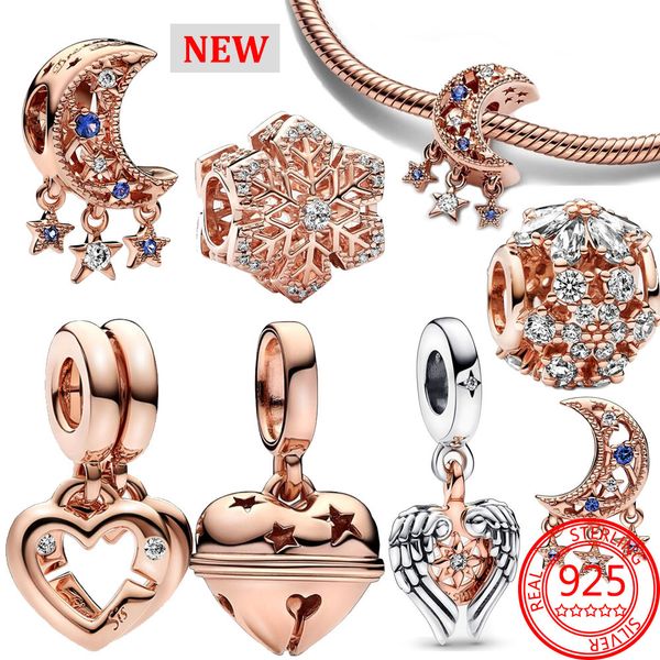

spring 2023 new 925 sterling silver rose golden pink butterfly suspension suspension original pandora bracelet necklace, Bronze;silver