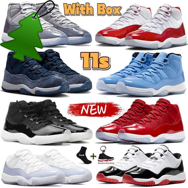 

box with jumpman 11 11s basketball shoes retro cool grey cherry midnight navy velvet low 72-10 royal blue 25th anniversary concord bred
