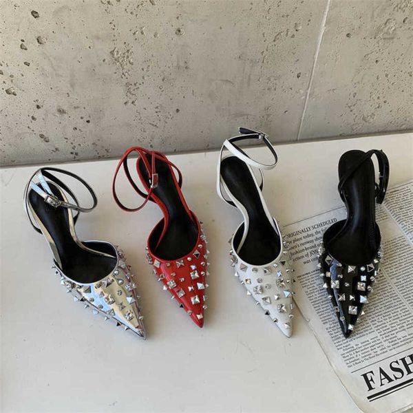 

2022 sandals high heels shoes closed toe suit female beige new high-heeled fashion spring low studded comfort girls black stilet 230223