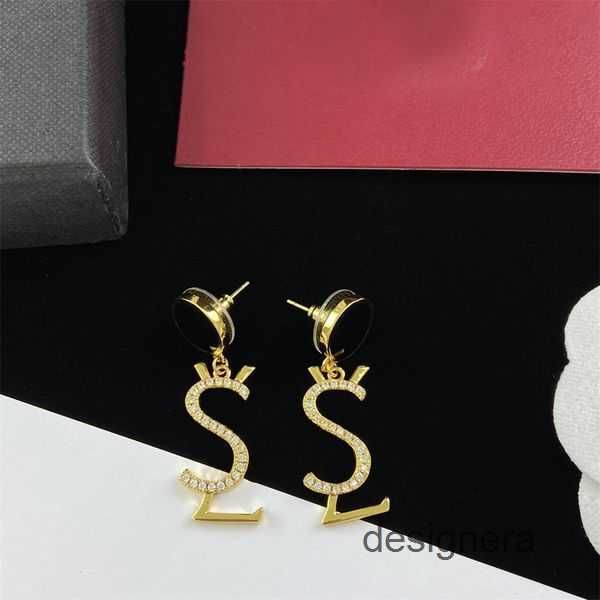 

charm luxurys pendant earrings women wedding jewelrys luxurys good quality woman ear ring y gold with full diamonds festival party 29oxt, Golden