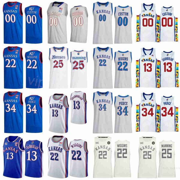 

kansas jayhawks basketball college 25 danny manning jerseys wilt chamberlain 13 paul pierce 34 andrew wiggins 22 joel embiid 21 4 sherron co, Black