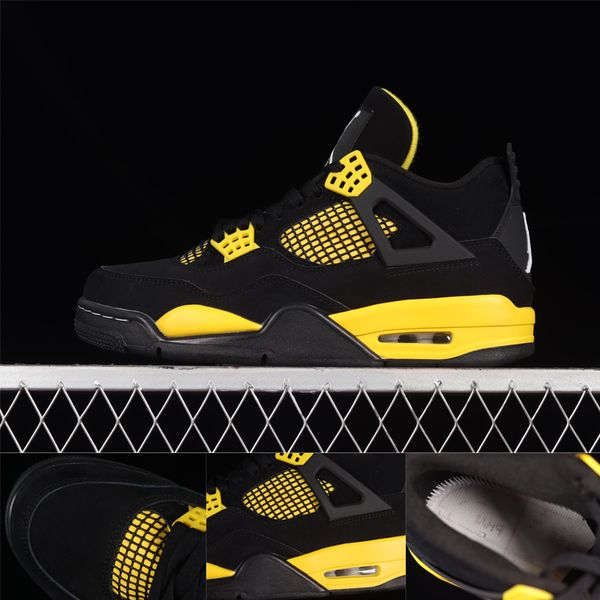 

jumpman 4 mens womens basketball shoes 308497-008 black tour yellow thunder men women designers sports sneakers