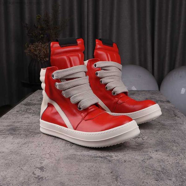 

casual rick shoes man's sneakers ro owens red high board shoes women's ankle boot, Black
