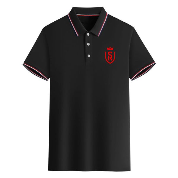 

stade de reims mens polos sports soccer polo shirts men short sleeve football training poloshirts summer fashion casual business asian size, White;black