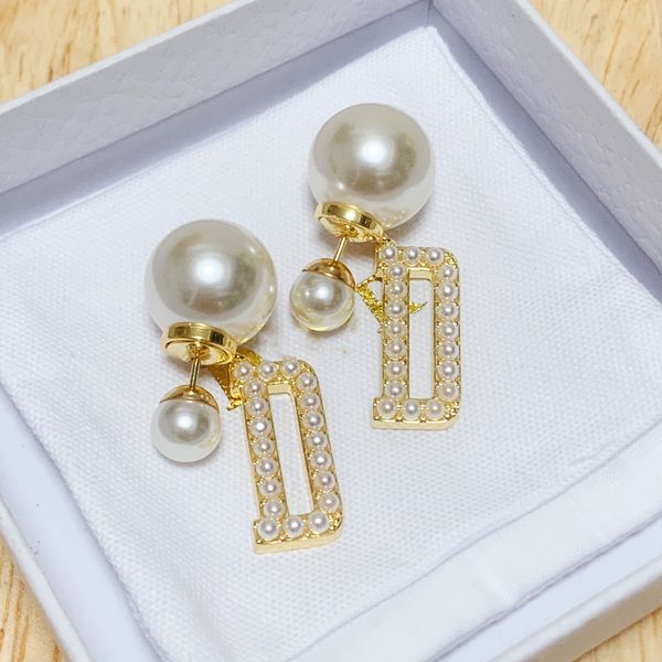 

2023 deluxe pearl letter earrings for ladies female girls earrings set designer jewelry earrings valentine gifts engaged to the bride, Golden