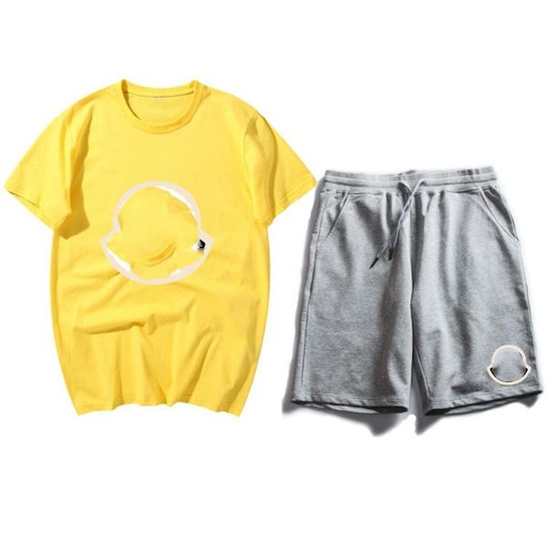 

trapstar summer tracksuits for men designer cotton printed short sleeve t shirt shorts outfits piece sets fashion sports suit t9w6, Gray