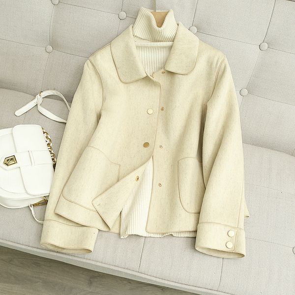

women's jackets handmade wool coat for women 80 office lady 2023 spring autumn fashion en female k672 230323, Black;brown