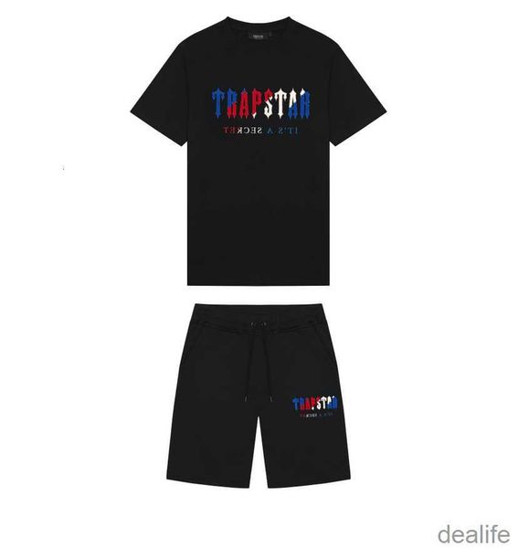 

22ss men's new trapstar london men's t shirts - black cotton tracksuit set street couple 2023, White;black