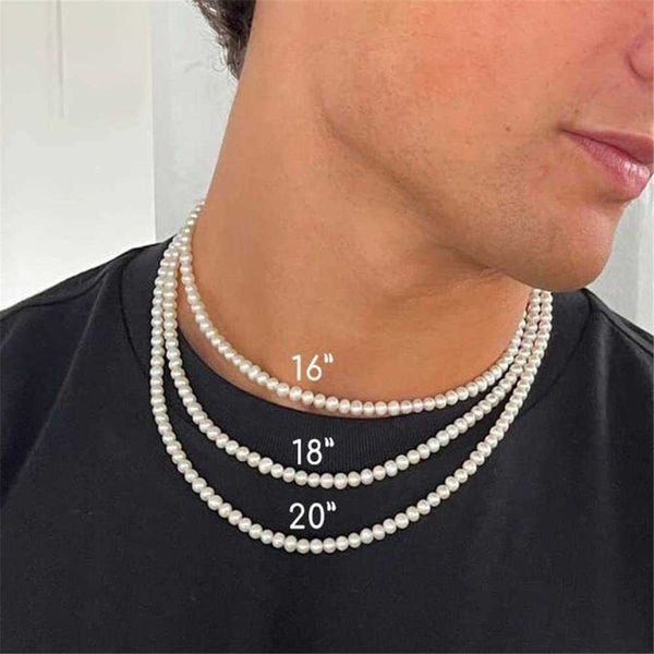 

pendant necklaces pearl necklace men simple handmade strand bead necklace choker 2022 trendy men jewelry for women girls wedding, Silver