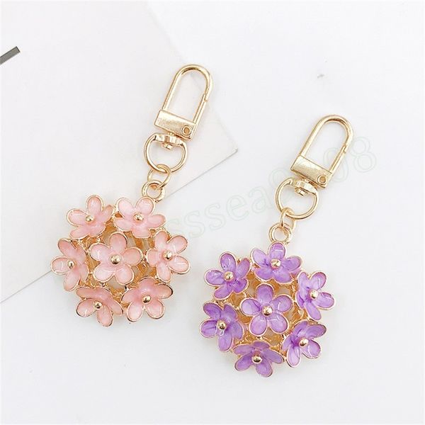 

drop oil flower keychain zinc alloy 3d flower pendent phone earphone decoration women bag accessories keyring, Silver