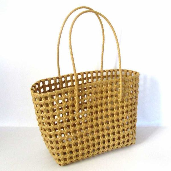 

basket beach women solid woven brand shoulder handbag bags color plastic designer material purse tote and casual hollow bag