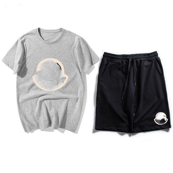 

trapstar summer tracksuits for men designer cotton printed short sleeve t shirt shorts outfits piece sets fashion sports suit 9ajr, Gray