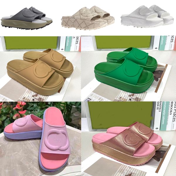 

2023 thick bottom beach slippers fashion summer women eva soled miami slides designer flat sandals house pink white 35-45, Black