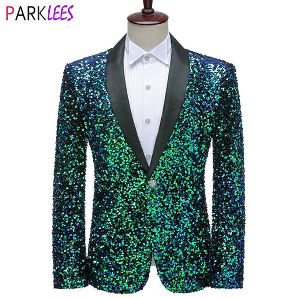 

men's suits blazers shiny green sequins bling glitter men 2023 shawl collar one button tuxedo mens wedding party stage costumes 230323, White;black