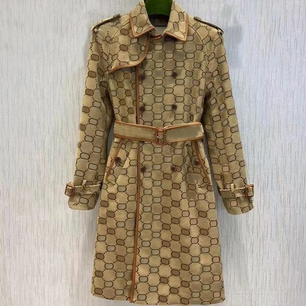 

b8678 autumn womens trench coats designer luxury women windbreaker body letter print jacket loose belt coat female casual long trenchs coat, Tan;black