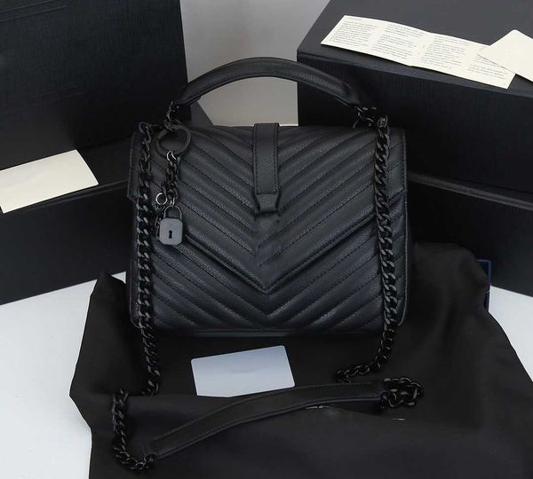 

2023 new 5a women bag luxury handbag shoulder brand loulou y-shaped designer seam leather ladies metal chain black clamshell messenger s lam