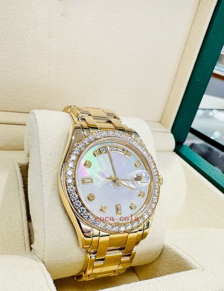 

counter quality watch 39mm custom diamond mop dial & factory diamond bezel automatic mechanical bracelet men's watches waterproof wrist, Slivery;brown