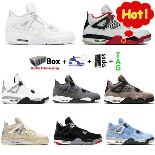 

new og with box jordn high-end mens basketball shoes 4 4s university blue sliver toe mocha travis scotts sail s high sneakers, Black