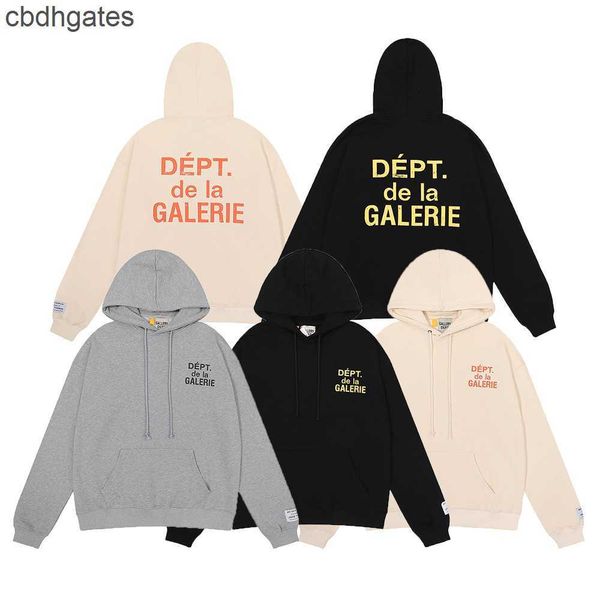 

autumn mens hoodies galleryes sweater early dept 2023 fashion print high weight terry men's women's, Black