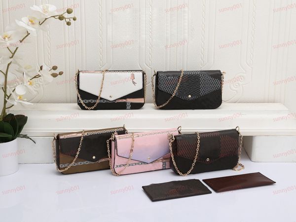 

3 pcs designer cross body bag chain shoulder bag envelope purses luxury cardholder letter pack change wallet passport pouch