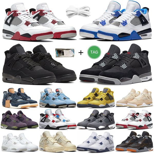 

2023 mens sports sneakers 4 4s basketball shoes black canvas cat gum bred green glow fire red cool grey lightning sail university blue men w
