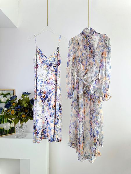 

casual dresses 2023 australian designer designs fashion casual series silk flower ruffle midlength dress, Black;gray