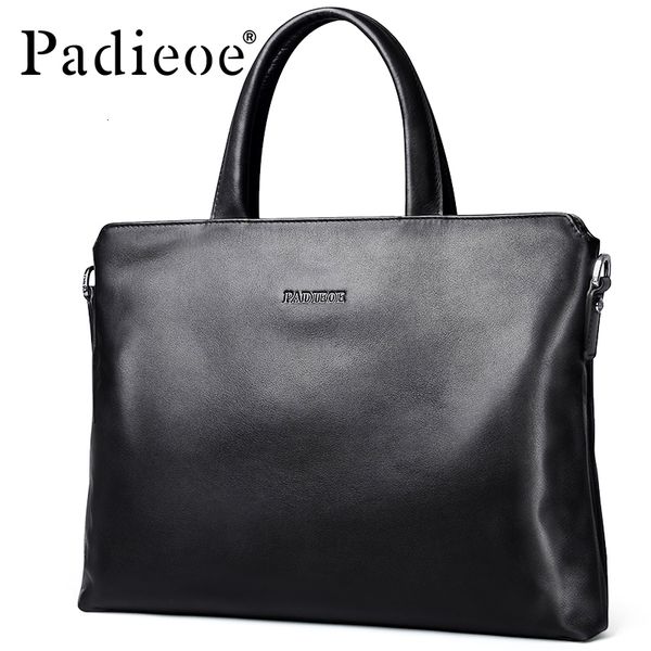 

briefcases padieoe designer brand genuine cow leather men's briefcase fashion solid color mens shoulder bag business lap230323