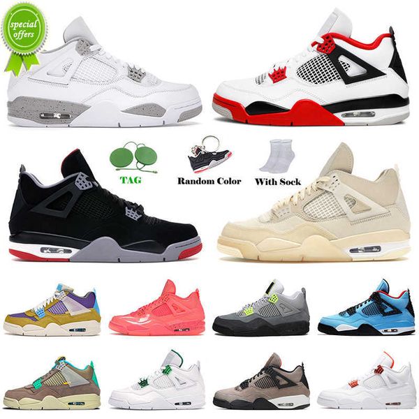 

j4s og 2023 basketball shoes university blue 4 4s white oreo sail bred taupe haze neon mens womens trainers sneakers, Black