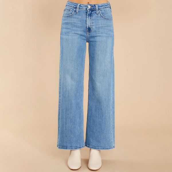 

new wide-leg jeans wash water blue high-waisted casual temperament jeans pants