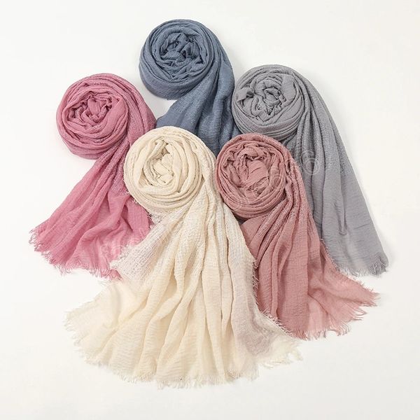 

women muslim crinkle hijab scarf femme musulman cotton headscarf islamic hijabs for woman long shawls and wraps, Blue;gray
