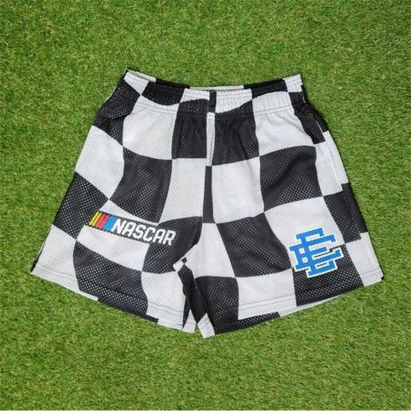 

fashion designer shorts american fashion ee fitness black and white checkerboard color matching men's sports leisure street hip hop lar, White;black