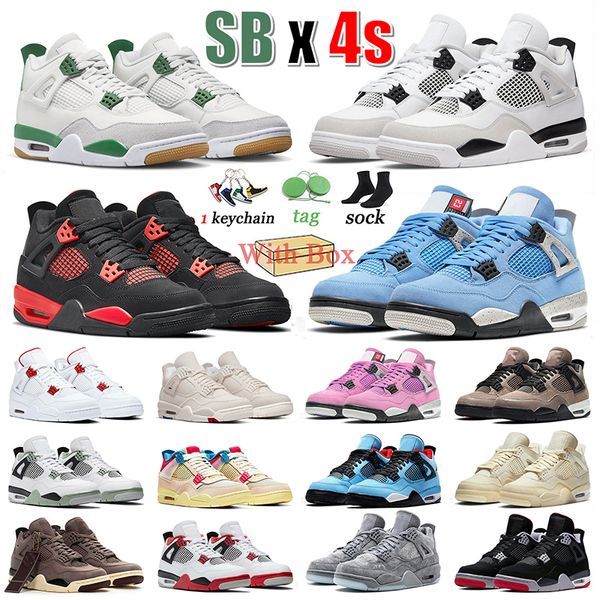 

sb x 4s basketball shoes jumpman 4 mens women pine green military black cat red thunder university blue seafoam canvas taupe haze ow sail sn