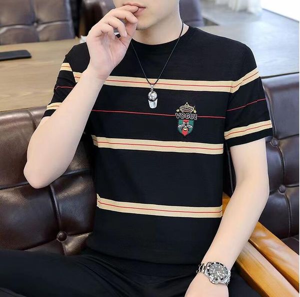 

knitted plaid t shirt men short sleeve loose casual t-shirt street wear social harajuku hip-hop t shirts o-neck tees, White;black
