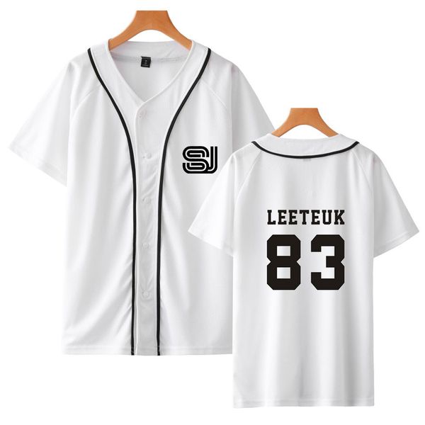 

men's summer fashion baseball jersey super junior 3d printed baseball shirt street casual sports short sleeve shirt top, White;black