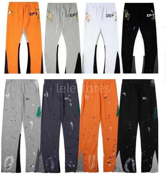 

men pants galleries sweatpants dept speckled letter print men's women's couple loose versatile casual pants straight, Black