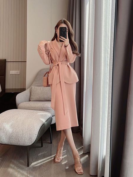 

women's suits blazer's fashion highend professional blazer coat twopiece korean spring fall elegant jacket skirt set female casual, White;black