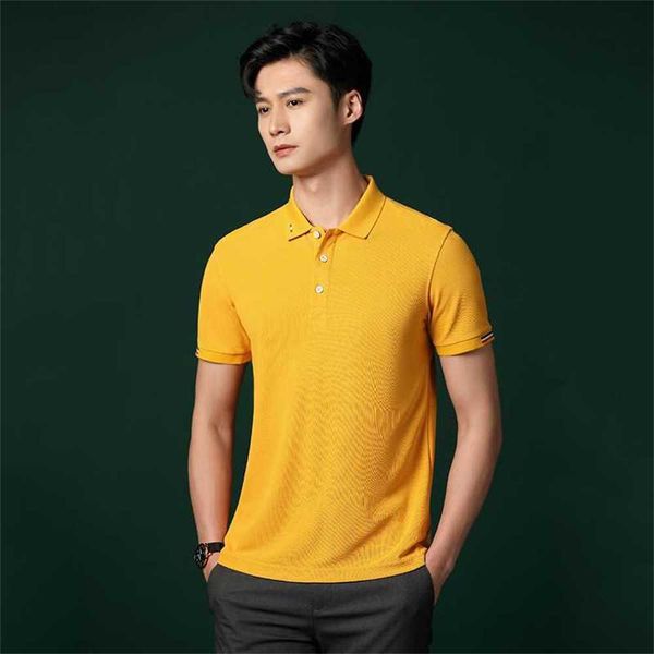 

summer men's short sleeve t-shirt polo shirt business casual slim fit cotton ice silk c1n8, White;black