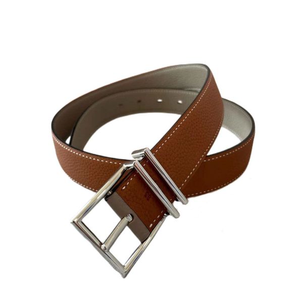 

designer mens belts casual silver buckle double-sided cowhide fashion men and women same style reversible couple belt, Black;brown