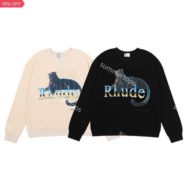 

rhude designer sweatshirt black panther print men women streetwear mens sweatshirt cotton crewneck hip hop high street pullover hoodies f035