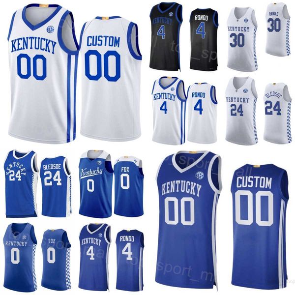 

kentucky wildcats 4 rajon rondo jersey college basketball 5 malik monk 0 deaaron fox 30 julius randle 24 eric bledsoe university black blue
