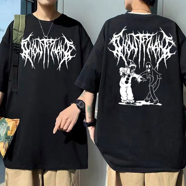 

mens tshirts ghostemane double sided print tshirt man tshirt pouya t shirts mens 100% cotton streetwear men women fashion hip hop tees 2303, White;black