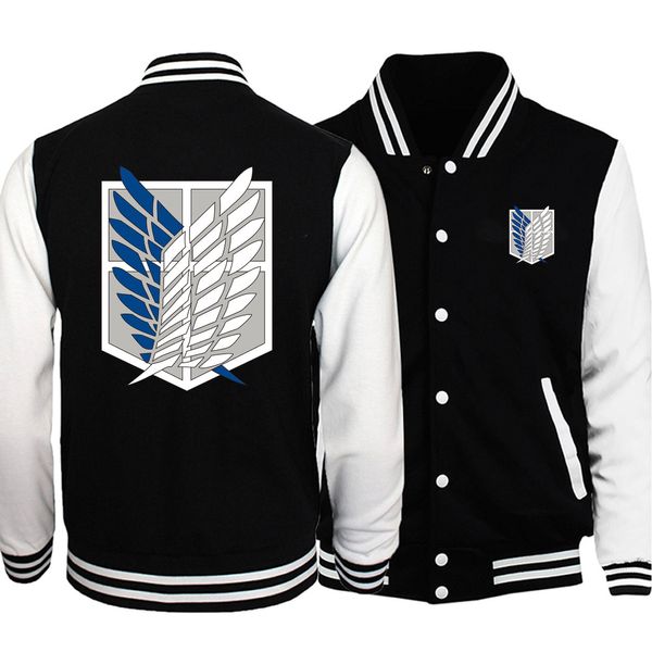 

men's jackets attack on titan baseball uniform wings of om fleece coat japan anime tracksuit men bomber jacket winter streetwear haraju, Black;brown