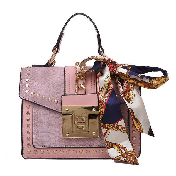 

shoulder bags crossbody women s 2023 new silk scarf one small square fashion snake rivet handbag 230323