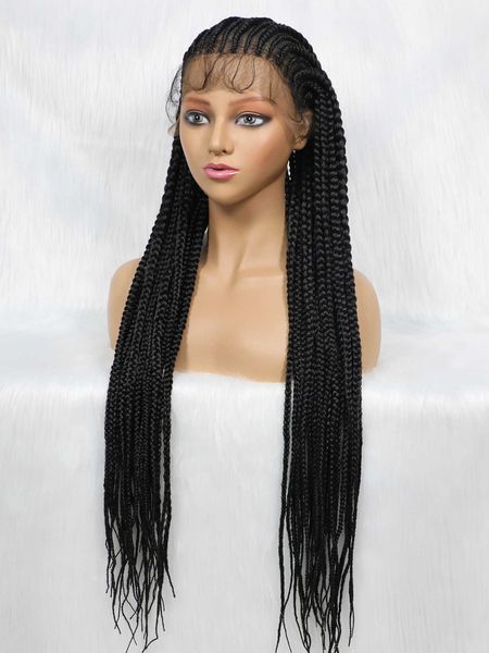 

38 "selling 006 large and small strand braids head cover lace wig230323, Black