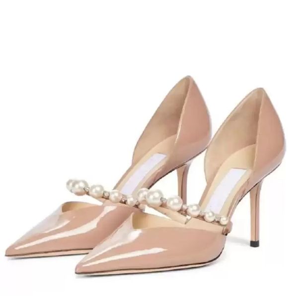 

22 elegant women's bee crystal embellishment pointed-toe pumps sandals pumps point-toe women ankle strap high heels luxury ladies slipp, Black