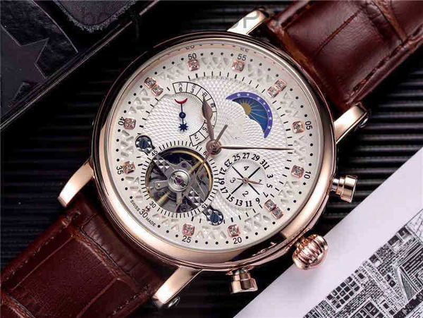 

men's mechanical luxury brand super multifunctional automatic watch torque flywheel wristwatch couple waterproof timepiece j0fq, Slivery;brown