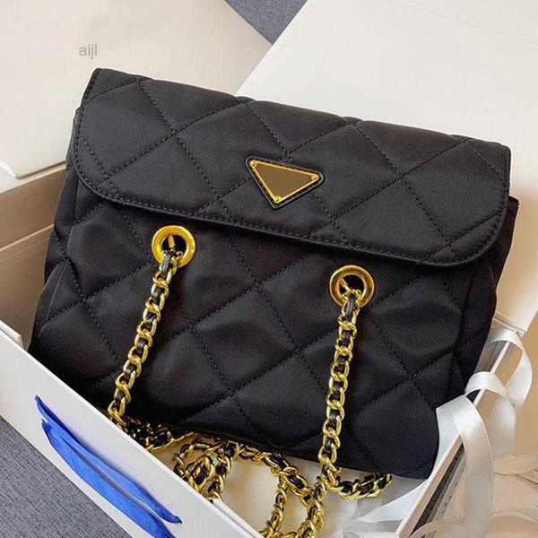 

nylon crossbody bag brand chian hobo shoulder messenger bags triangle sign inside fashion letters rhomboid pattern gold hardware