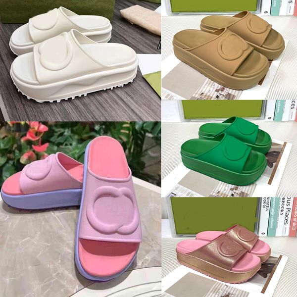 

thick bottom beach slippers fashion summer women eva soled miami slides designer flat sandals house pink white 35-45 guci, Black