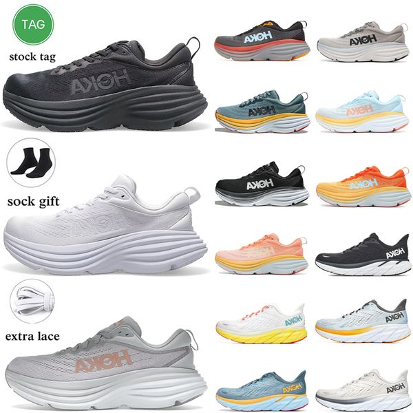

classic running shoes hoka bondi 8 clifton mens womens sports sneakers trainers personality triple white black amber yellow goblin blue luna