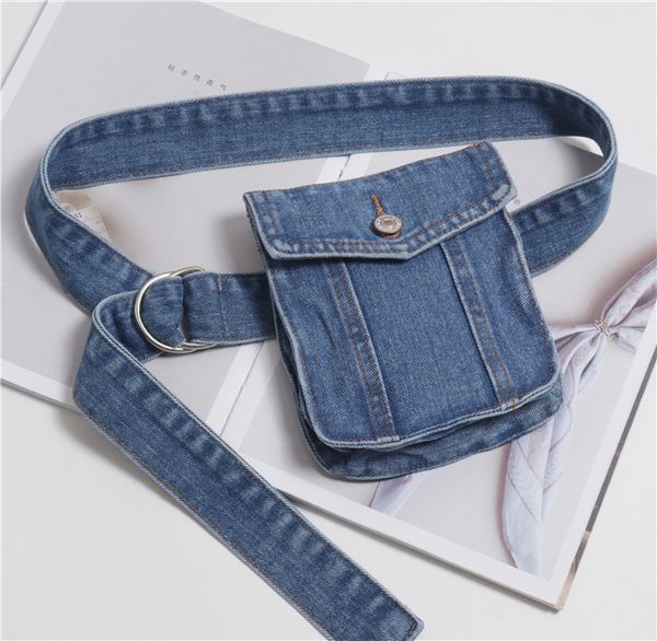 

waist bags adjustable denim fabric pack vintage european washed jean band summer belts with phone 230323